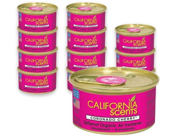 Can Air Freshener and Odor Neutralizer by California Scents, Set of 12 Spillproof Cans for Home and Car, Coronado Cherry, 1.5 Oz Each