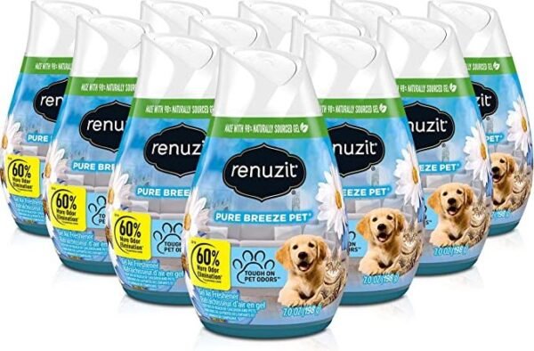 Renuzit Gel Air Freshener, Pure Breeze Pet, Tough on Pet Odors, 12Count