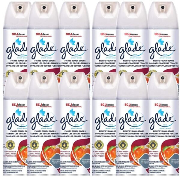 SC Johnson Professional, Glade Air Freshener and Odor Spray- Super Fresh Scent, 13.8 Oz (Pack Of 12)