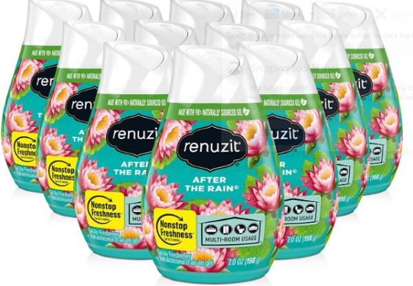 Renuzit Gel Air Freshener, After The Rain, 3 Pack, 4Count, 12 Total Air Fresheners