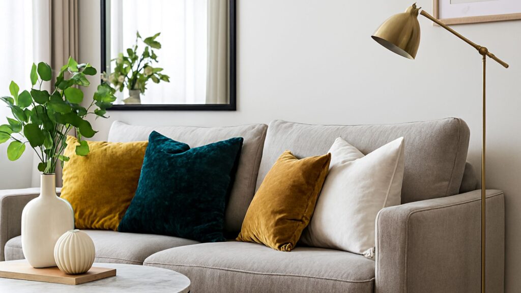 Affordable house decor online that looks luxurious, cozy living room with chic budget-friendly pieces