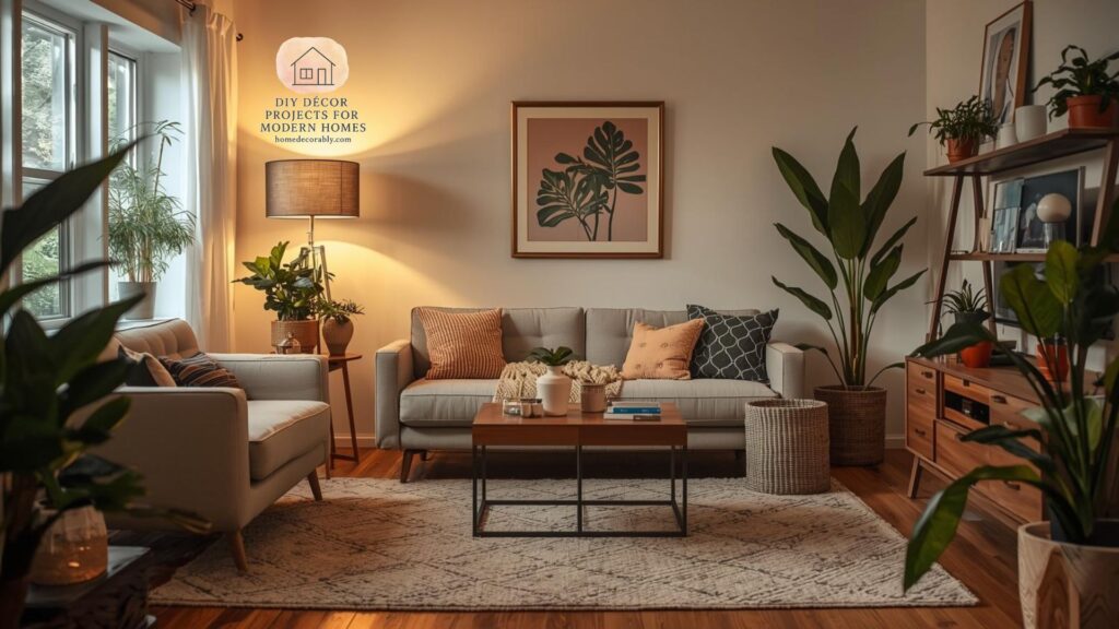 Stylish living room decorated with affordable finds from cheap home good stores