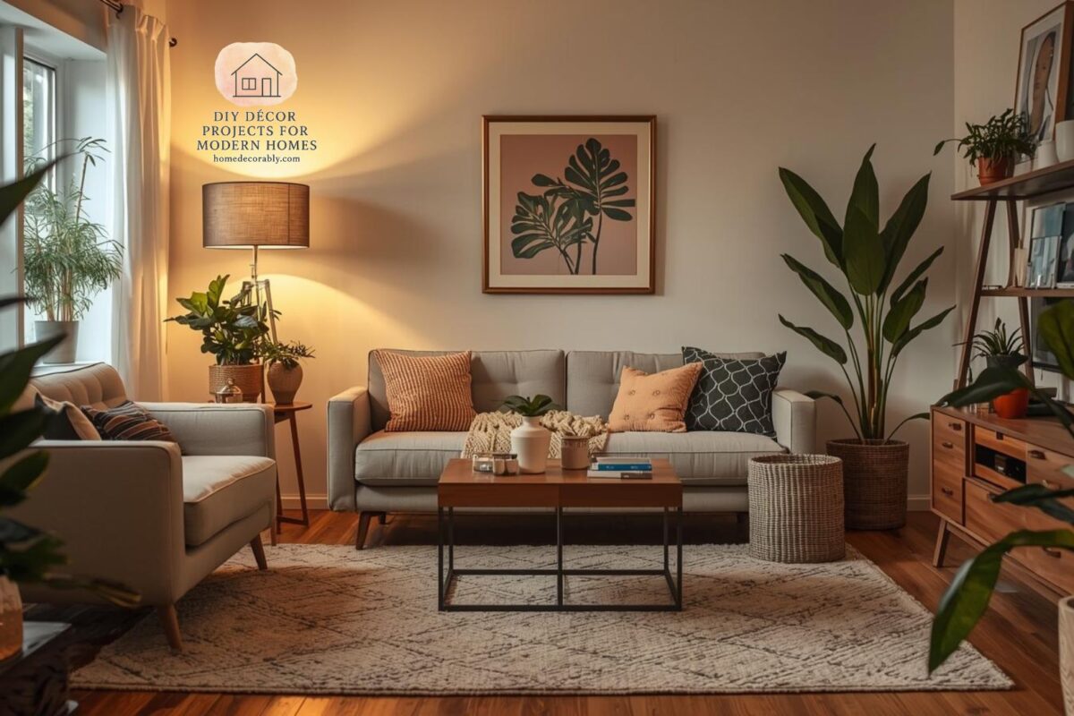 Stylish living room decorated with affordable finds from cheap home good stores