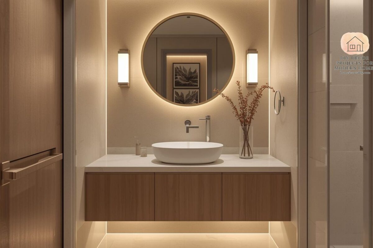 Aesthetic small bathroom mirror ideas showcasing minimalist, vintage, and modern styles that enhance tiny spaces