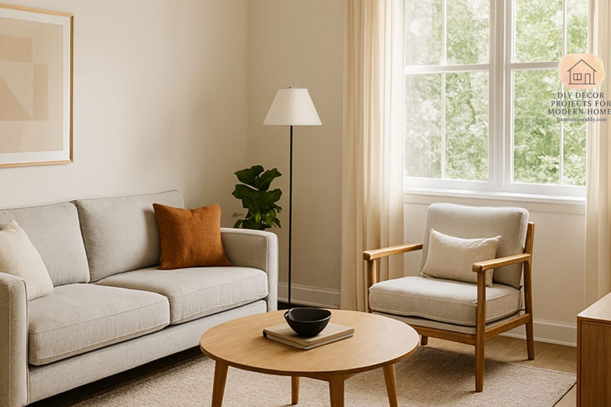 Modern living room layout with smooth traffic flow and balanced furniture arrangement