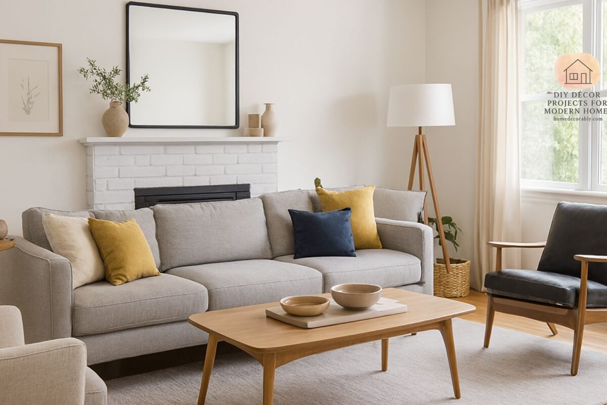 Modern living room layout tips diagrams with cozy furniture arrangement and stylish interior design