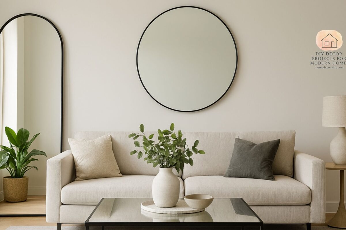Elegant mirrors for small living room design reflecting light and creating a spacious modern atmosphere